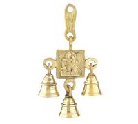 3 Bells Brass Hanging Single Radha Krishna Hindu Statue for Home Temple Use Statue Hindu Idol Figure with Unique for Door Wall Home Traditional Festival New year Decorations Housewarming(Size:-6"X3")