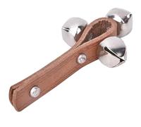 3 Bells Jingle Handbell, Leather Sleigh Bells Jingle Stick Shaker Enlightenment Musical Educational Percussion Instruments for Kids Adults