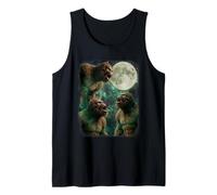 3 Bigfoot Howling at The Moon, Legendary Sasquatch Night Sky Tank Top