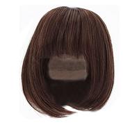 3 BJD Hair, Straight Bang Shoulder Length Doll Wig Soft Fiber Easy Cutting,Effect with High Temperature Fibre, Suitable for DIY Doll Dress Up (Dark Brown)