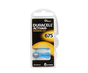 3 BLISTER PACKS with 6 Batteries Duracell Activair EasyTab Hearing Da 675