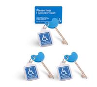 3 Blue Radar Key with 3 Key Ring and 3 Access Card - with Just Can't Wait' Card