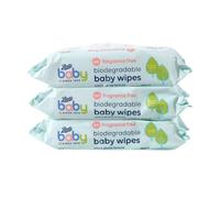 3× Bōots Biodegradable Baby Wipes - Sensitive Fragrance Free - Mild & Gentle Formula | 98% Water & Free From Alcohol | 64Wipes Each [3 PACK]