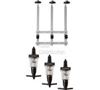 3 Bottle 1L Wall Fixing Bracket Rack + 3 X 35ml Solo Classical Bar Spirit Optics