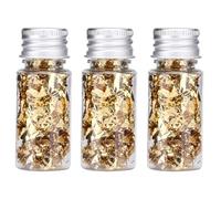 3 Bottled Premium Decorative Gold Foil Sheets, Gold Flakes for Nails DIY Crafts Make Up Decoration DecorationLong-Lasting & Easy to Use