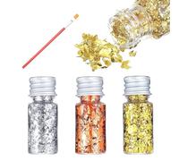 3 Bottles Decorative Gold Leaf, Multifunction Gold Leaf Decorative for Cakes, Decorative Gold Leaf for Cakes, DIY Craft, Gold Leaf Sheets Home Restaurant Decor Gold Foil for Cake Chocolate