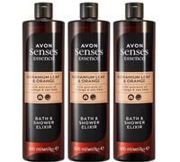3 Bottles of Senses Essence Geranium Leaf & Orange Bath and Shower Elixir - 500ml