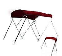 3 Bow Bimini Top Boat Cover - Waterproof 600D Marine Canvas Canopy for Pontoon Boats Sun Shade with Aluminum Frame & Rear Support Pole (Red 54-60in / 137-152cm)