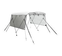 3-Bow Bimini Top with Mesh Side Panels 183 x (154-167) x 137 cm, 600D Polyester Waterproof, Aluminium Frame, Rustproof Stainless Steel Attachment, Breathable, Weatherproof for Motor Boat, Inflatable