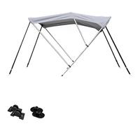 3 Bow Boat Bimini Top, 900D Oxford Fabric, Aluminum Tube Frame, Boat Canopy with Storage Boot, 4 Straps 2 Types of Mounting Bases(Grey,120-140cm)