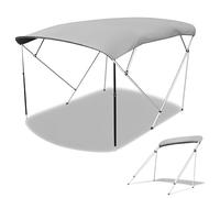 3 Bow Boat Bimini Top, Foldable Marine Canopy with Double-Walled Aluminum Frame, Water-Resistant Boat Shade for Pontoon Fishing Boats, 5 (Grey,210x120x130cm/83x47x51in)