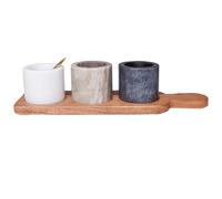 Beliani 3 Bowl Serving Tray With Teaspoon Patras Stone Multicolour, Multi