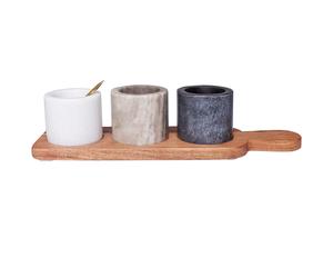3 Bowl Serving Tray with Teaspoon PATRAS Stone Multicolour