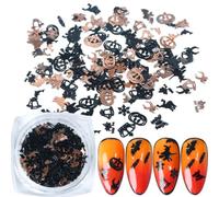 3 Box Halloween Nail Patches Art Decals Ultra-thin Slices Black PE | 3 Box Fashion Nail Art Manicure Sticker, Pumpkin and Witch Shapes, for Home Use and Professional Use