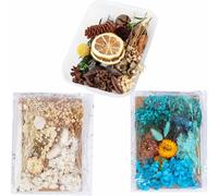 3 Boxes dried flowers for crafts Natural Dried Flowers Real Mixed Pressed Flowers DIY for Candle Resin Jewelry Soap Nail Pendant Phone Case Crafts (White + Blue + Pinecone Gift Pack)