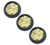 3 Boxes Gold Steampunk Gear Nail Decorations 3 Ultra Thin Metal | Retro Punk Style, Metallic Wheel Shape, Lightweight Sequins for Daily Wear and Jewelry Making, Easy to Remove