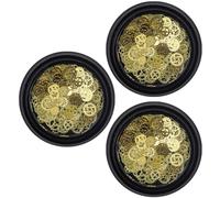 3 Boxes Steampunk Nail Art Gear Charms Ultra Thin Antique Decals | Retro Vintage Style with Lasting Metallic Shine, Beginner-friendly Mix-and-match Designs, for Crafters and Nail Artists