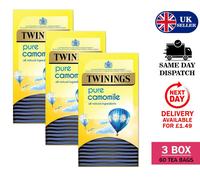 3 Boxes Twinings Pure Camomile Herbal Tea Caffeine-Free 60 Individual Envelopes