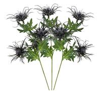 3 Branchs Blue Thistle Artificial Flowers, 26 Inch Real Size Rustic Fake Flowers Blue Thistle Faux Plants Decor for Wedding Bouquet Centerpiece