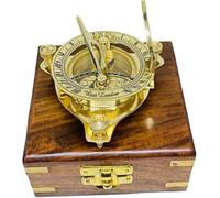 3" Brass Compass,Sundial Maritime Nautical Vintage Antique Nautical Sundial Compass,Brass Compass With Wooden Box