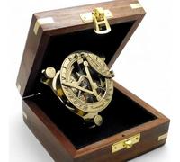 3" Brass Compass with Sundial Vintage Nautical Style