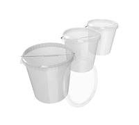 3 buckets with lid, 30 litres, made in Germany, food-safe, stable, airtight storage bucket for storing food, office supplies, children's room, household, workshop and catering, transparent