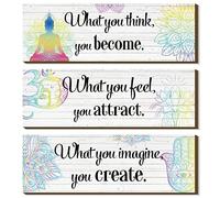 3 Buddha Wall Art Chakra for Bedroom Zen Meditation - Buddha Quotes Spiritual Gift Hanging for Buddhism Spa Room Yoga (What You Think)