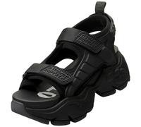 (3) Buffalo Binary Track Vegan Womens Platform Sandals in Black