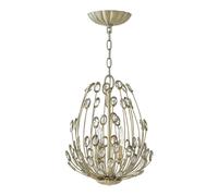 3 Bulb Ceiling Pendant Light Fitting Silver Leaf LED E14 60W Bulb