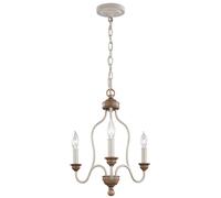 3 Bulb Chandelier Hanging Pendant LIght Chalk Washed/Beachwood LED E14 60W Bulb