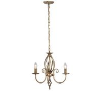 3 Bulb Chandelier LIght Artisan Knot Twist Detail Aged Brass LED E14 60W