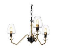 3 Bulb Pendant Light Fitting Aged Brass Finish Charcoal Black Paint LED E14 40W