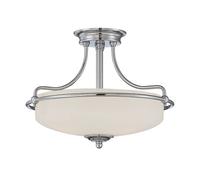 3 Bulb Semi Flush Light Antique Nickel Finish LED E27 100W Bulb