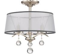 Elegant 3 Bulb Semi Flush Light With Crystal Accents And White Shade