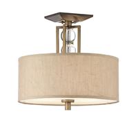 3 Bulb Semi Flush Light Crystal Spheres Fabric Shade Bronze LED E27 100W Loops Multi One Size