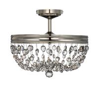 3 Bulb Semi Flush Light Highly Polished Nickel Finish LED E14 60W Bulb