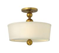 Vintage Brass 3-Bulb Semi-Flush Mount Light Fixture