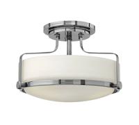 3 Bulb Semi Flush Light Opal Glass Metal Ring Polished Chrome LED E27 60W Loops Clear One Size