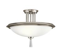 3 Bulb Semi Flush Light Opaque Glass Crystal Accent Classic Pewter LED E27 60W Loops Clear One Size