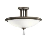 3 Bulb Semi Flush Light Opaque Glass Crystal Accent Olde Bronze LED E27 60W