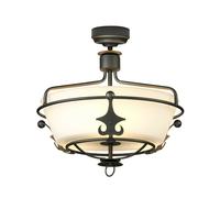 3 Bulb Semi Flush Light Opaque Glass Shade Crystal Droplets Graphite LED E27 60W