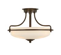 3 Bulb Semi Flush Light Palladian Bronze LED E27 100W Bulb