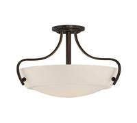 Elegant 3 Bulb Semi Flush Light In Palladian Bronze With Led E27 100W Bulbs