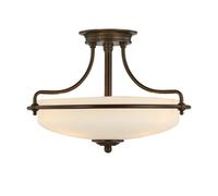 3 Bulb Semi Flush Light Palladian Bronze LED E27 100W Bulb Loops Multi One Size