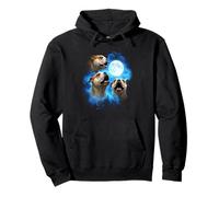 3 bulldog howling at the moon colorful blue bulldog mom dad Pullover Hoodie