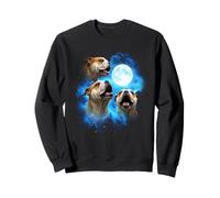 3 bulldog howling at the moon colorful blue bulldog mom dad Sweatshirt