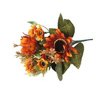 3 Bunches Of Artificial Seven-pronged autumn sunflower Fake Flowers Wedding Home Gardening Fine Bouquet Decorative Flowers (Caramel)