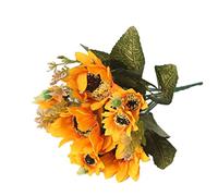 3 Bunches Of Artificial Seven-pronged autumn sunflower Fake Flowers Wedding Home Gardening Fine Bouquet Decorative Flowers (Yellow)