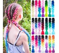 3 bundles Braiding Hair Pre Stretched Braiding Hair Extention Jumbo Crochet Braids 24 Inch Long Colorful Braids Box Braids Crochet Hair