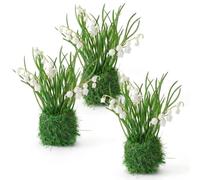 3 Bundles White Artificial Flowers - Artificial Lily of the Valley Flowers with Moss Base, Outdoor Faux Flowers Real Touch Indoor Fake Flowers for Spring Decor Wedding Table Centre Home Garden, White